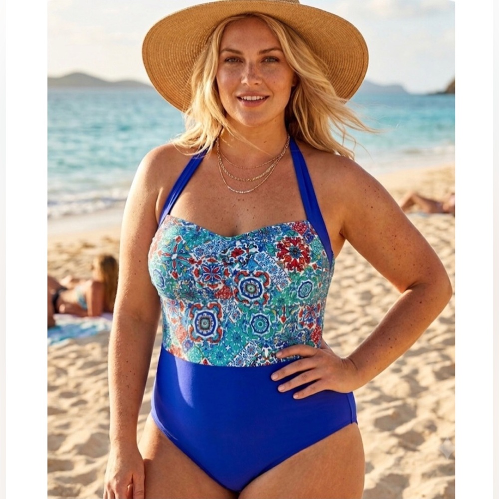 Jantzen One Piece Mozaic Print Swimsuit NWT